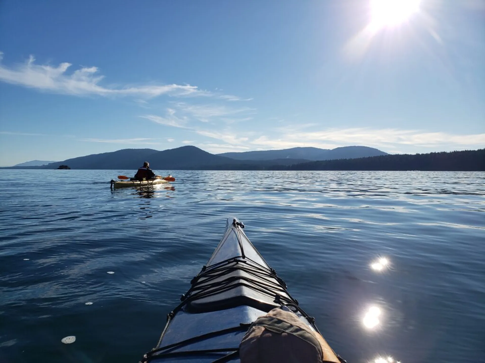 kayaking out at sea