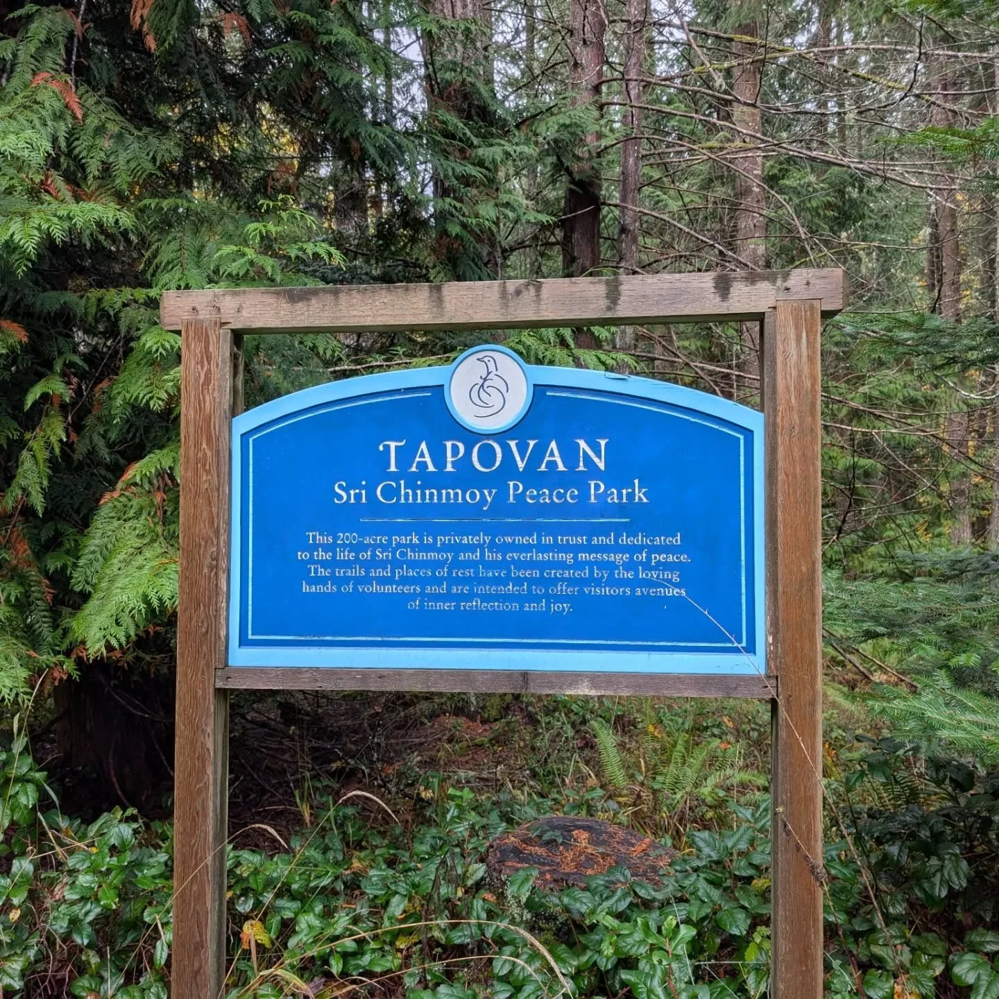 Tapovan Sri Chinmoy Peace Park sign