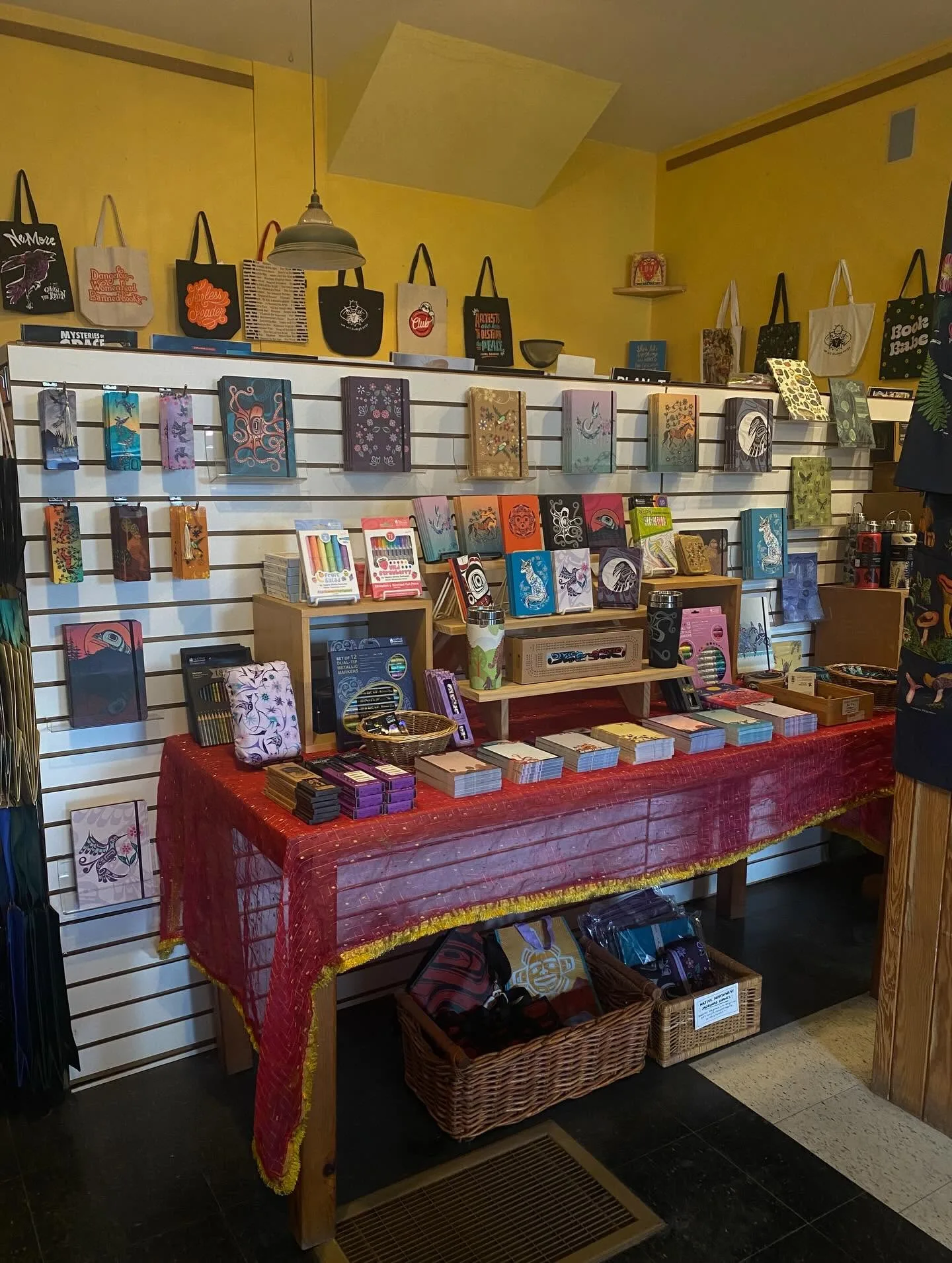 display of books and art