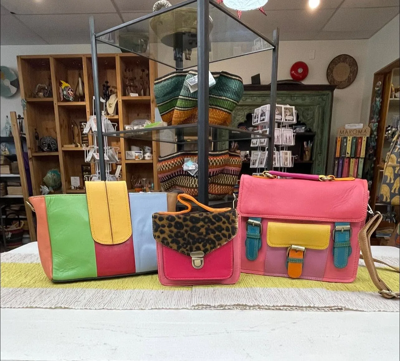 3 colourful purses