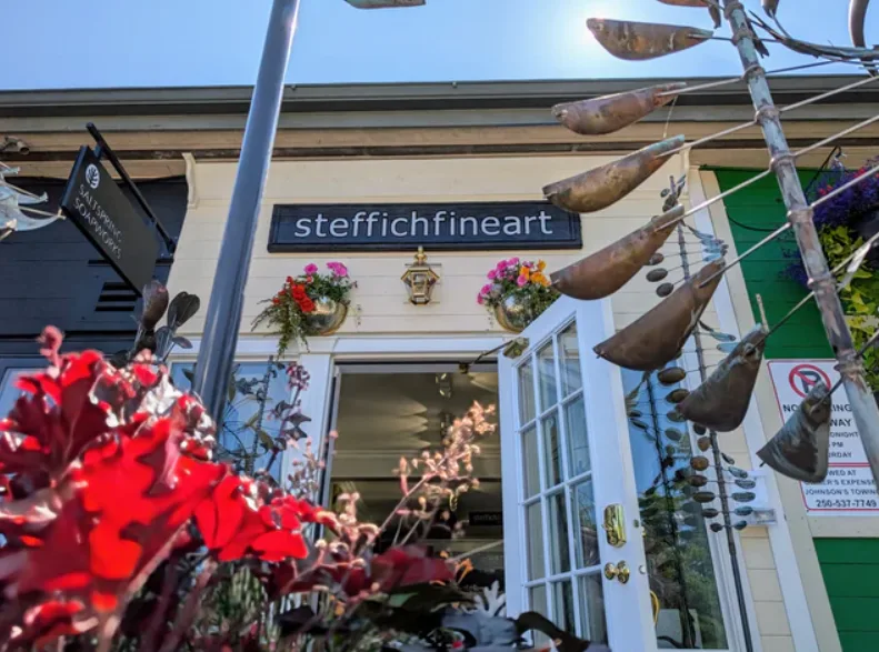 Steffich Fine Art outside building with sign