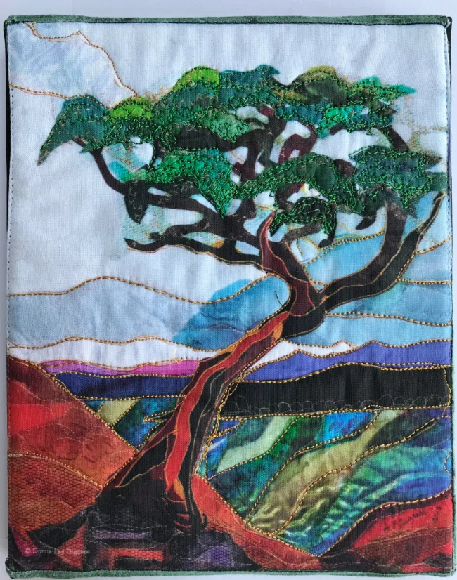 fabric art of an Arbutus Tree created by Donna-Fay Digance