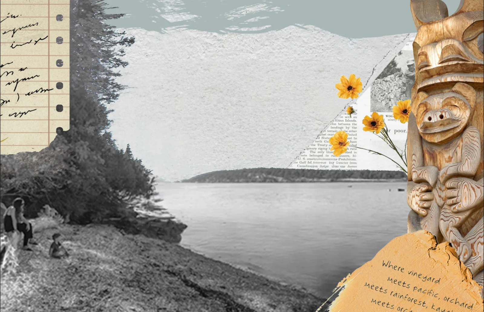 A collage of nature elements from the Southern Gulf Islands.